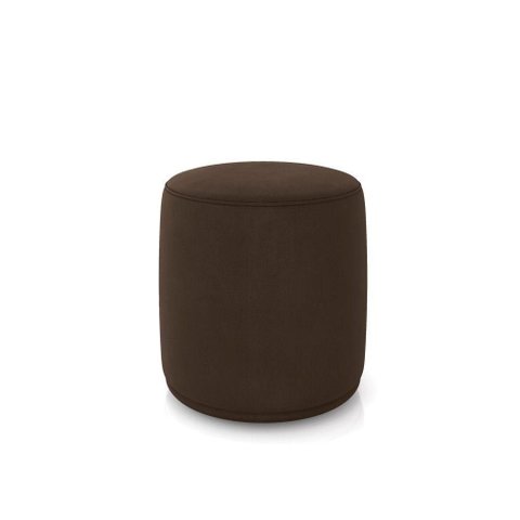 Puff Redondo Malu Orgânico Assento Espuma Revestimento Suede Marrom D'Rossi