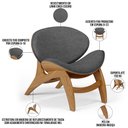 Ver imagem 4 de Kit 2 Poltronas Decorativa Orgânica Sala Living Kadosh L02 Linho Cinza Escuro - Lyam Decor