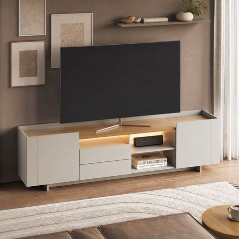 Rack para TV até 65 Polegadas com LED 200cm Monaco Mel e Arenas