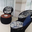 Ver imagem 1 de Conjunto de Poltronas em Corda Náutica Esfera - 4 Poltronas + 1 Mesa com Champanheira - Tecido Vinal