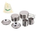 Ver imagem 2 de Kit Panelas Camping Pesca Inox 8 Peças Portátil com Bolsa