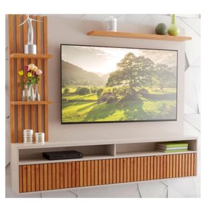 Painel para Tv 65 Pol Ripado 1800x1490 C/ Porta Versalhes Off White Mel Viero