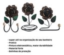 Ver imagem 3 de Kit 3 Peças para Banheiro com Flores em Ferro:marron