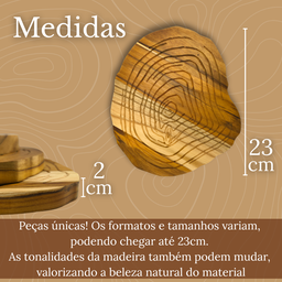 Descanso de Panela Protetor de Mesa em Madeira Kit com 3 - 7