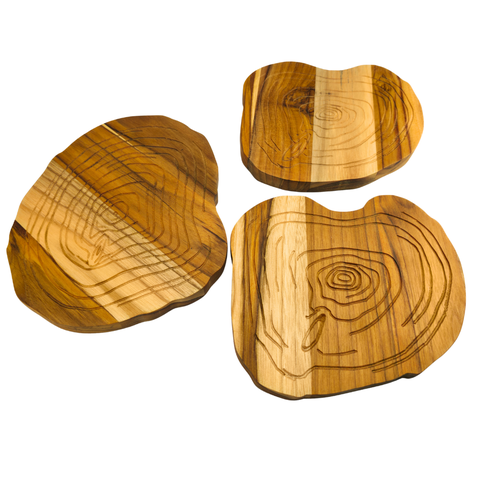 Descanso de Panela Protetor de Mesa em Madeira Kit com 3