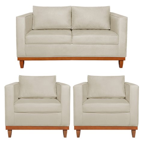 Kit Sofa 2 Lugares e 2 Poltronas Europa Bouclé - Doce Sonho Móveis