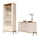 Ver imagem 1 de Conjunto Buffet e Cristaleira Rouxinol Off White Nature Preto