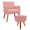 Ver imagem 1 de Poltrona Decorativa Miami Luxo com Puff Suede Rosa Bêbê