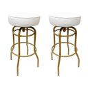 Ver imagem 1 de Banqueta Altura 65cm Bar Giratória cor Dourado fosco assento branco Kit 2 unidades Poltronas do Sul
