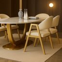 Ver imagem 2 de Cadeira de Jantar Antonella Corino Estilo Poltrona com Pés Dourado - 7 Decor Bege