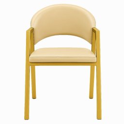 Cadeira de Jantar Antonella Corino Estilo Poltrona com Pés Dourado - 7 Decor Bege - 3