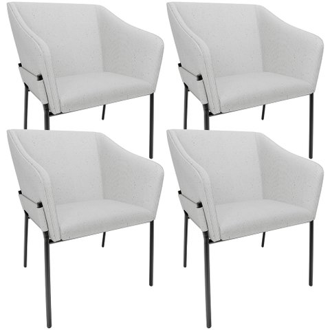 Kit 4 Cadeiras para Sala de Jantar Estar Living Olívia L02 Linho Cinza - Lyam Decor