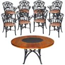 Ver imagem 1 de Conjunto Mesa Jantar 1,60m Madeira Giratória 8 Cadeiras Aluminio Fundido - Preto