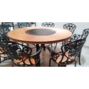Ver imagem 5 de Conjunto Mesa Jantar 1,60m Madeira Giratória 8 Cadeiras Aluminio Fundido - Preto