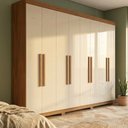 Ver imagem 1 de Guarda Roupa Casal 8 Portas 4 Gavetas com Calceiro, Cabideiro e Prateleiras 237x205x47cm