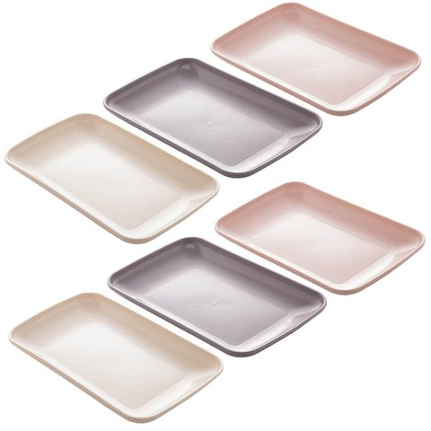 Kit 6 Travessas Bandejas para Servir 24x15cm Sortidas Petisco Sobremesa Sushi Lyor
