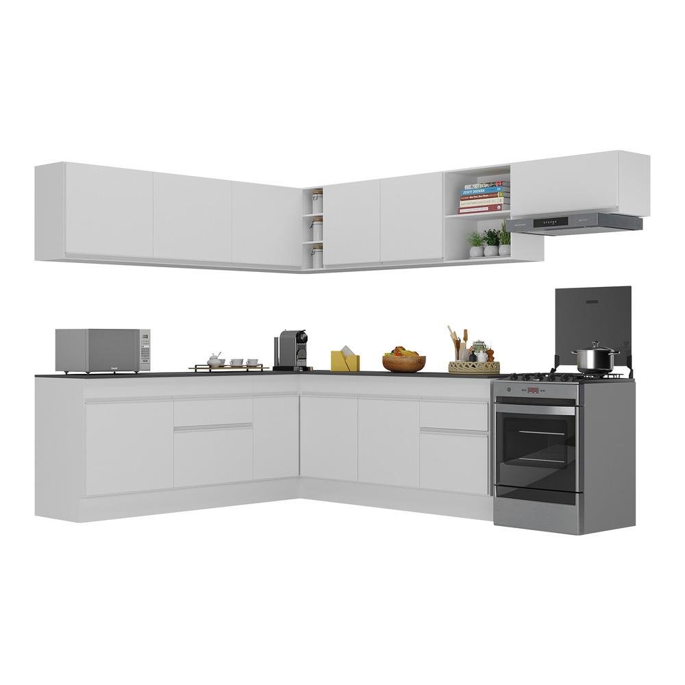 Armário de Cozinha Completa de Canto com Rodapé Veneza Multimóveis MP2103.891 Branco - 3