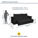 Ver imagem 3 de Sofa Retratil e Reclinavel Roma 250cm Kc Rei de Casa Veludo Preto