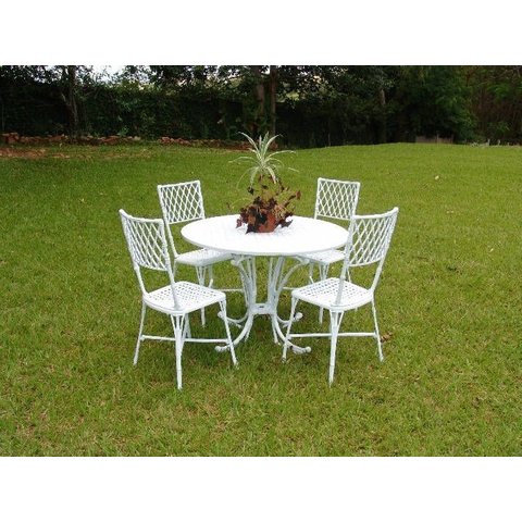 Conjunto de Mesa para Jardim Bambu com Mesa de 1,10 M em Alumínio Fundido Unifer Móveis