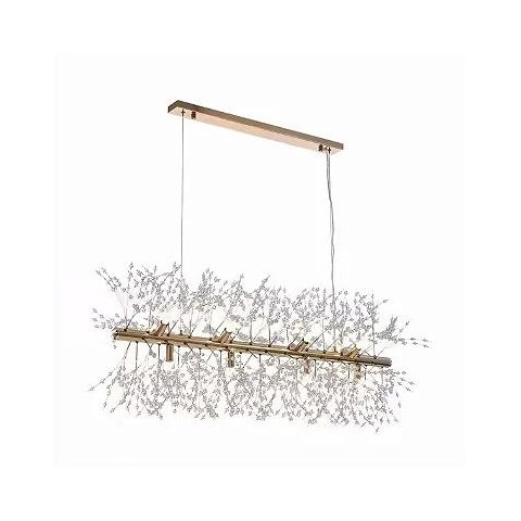 Lustre Cristal Elegance Dourado 92cm