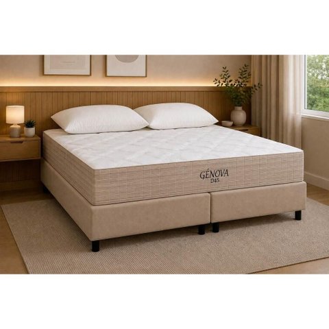 Cama Box Crc King +Colchão D45 Genova Orthoflex 193x203