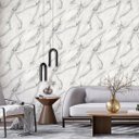 Ver imagem 1 de Papel de Parede Mármore Off White e Prata Vinilico Lavável+cola para Aplicação