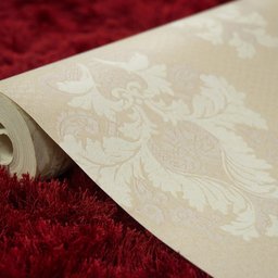 Papel de Parede Importado Vinílico Salmão Claro com Arabesco - 2