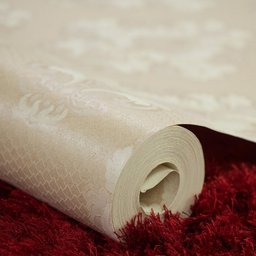 Papel de Parede Importado Vinílico Salmão Claro com Arabesco - 1