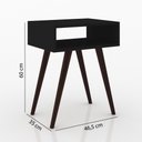 Ver imagem 4 de Mesa de Canto Retrô 1 Nicho Aberto com Pés em Madeira - Preta