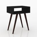 Ver imagem 1 de Mesa de Canto Retrô 1 Nicho Aberto com Pés em Madeira - Preta
