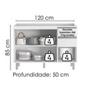Ver imagem 3 de Balcão para Pia 120 cm 3 Portas 2 Gavetas Evidence Branco Poliman