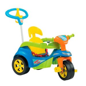 Triciclo Baby Trike Evolution Pedal com Empurrador Azul Biemme