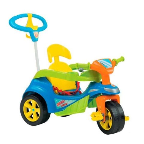 Triciclo Baby Trike Evolution Pedal com Empurrador Azul Biemme