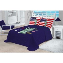 Cobre Leito Alegra Casal Queen Estátua da Liberdade 03 Peças - 1