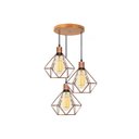 Ver imagem 1 de Kit 3 Lustres Pendentes Diamante Cobre Aramado E27 Canopla