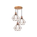 Ver imagem 3 de Kit 3 Lustres Pendentes Diamante Cobre Aramado E27 Canopla