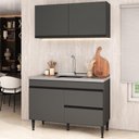 Ver imagem 1 de Armário Cozinha Modulada Compacta com Pia 120cm Milano Multimóveis MCR2471 Grafite