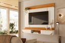 Ver imagem 1 de Bancada Suspensa Aura para TV de até 65 Polegadas - Cinamomo Off White - Madetec