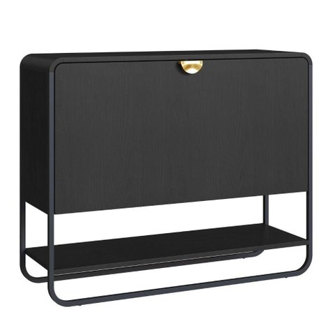 Sapateira Luna 93 Cm Pes Metalicos Nero Preto Artesano