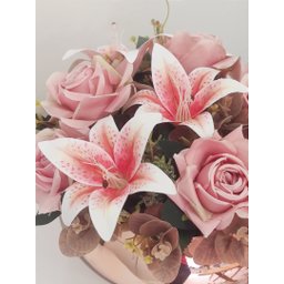Arranjo de Rosas Flores Artificiais Vaso Rose Gold - 2