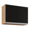 Ver imagem 1 de Armário Aéreo 80cm 2 Portas Califórnia Castanho/Preto - Lumil Móveis