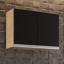 Ver imagem 3 de Armário Aéreo 80cm 2 Portas Califórnia Castanho/Preto - Lumil Móveis