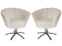 Ver imagem 1 de Kit 2 Poltronas Decorativa Pétala Base Giratória Metal Suede Bege Mz Decor