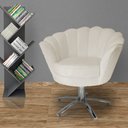 Ver imagem 4 de Kit 2 Poltronas Decorativa Pétala Base Giratória Metal Suede Bege Mz Decor