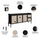 Ver imagem 5 de Balcão Aparador Buffet 3 Portas Pés Madeira Arlo A10 Nero-preto - Mpozenato