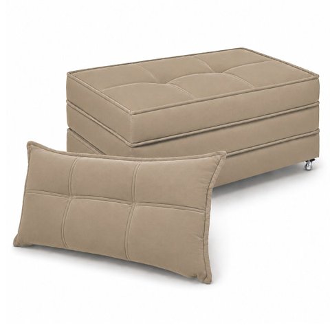 Puff Cama Dobravel 90cm Solteiro com Rodizios e Almofada Cor: Suede Caramelo