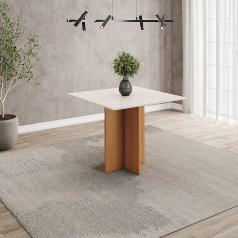 Mesa de Jantar 4 Lugares 90cm Tampo MDF Canto Reto Lana