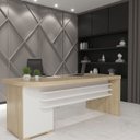 Ver imagem 4 de Mesa para Escritório 4 Gavetas Lado Direito Carvalho/branco