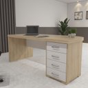 Ver imagem 2 de Mesa para Escritório 4 Gavetas Lado Direito Carvalho/branco