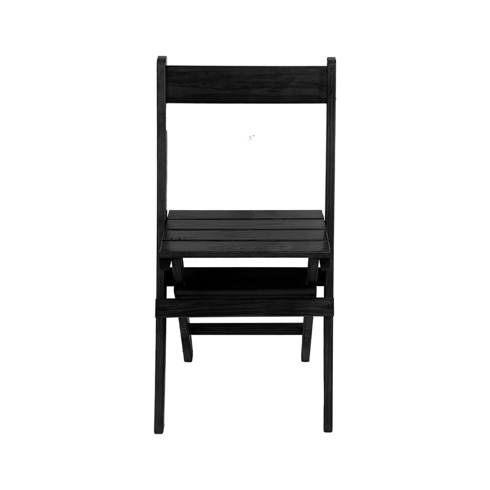 Conjunto Mesa Redondo 70cm Dobrável para Bar e Lanchonetes com 4 Cadeiras em Madeira Maciça - Preto - 4